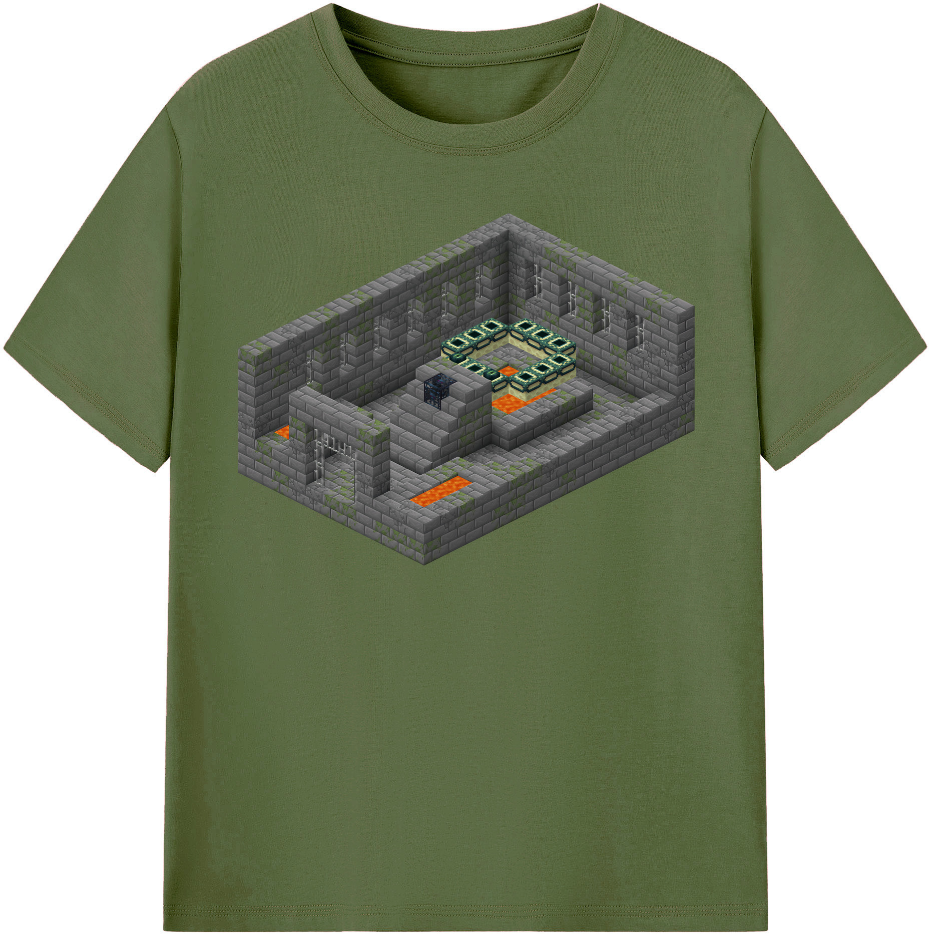 （画像用） マインクラフト ブロックの世界 Minecraft MC Block world 綿100％半袖Tシャツ（フロントプリント）